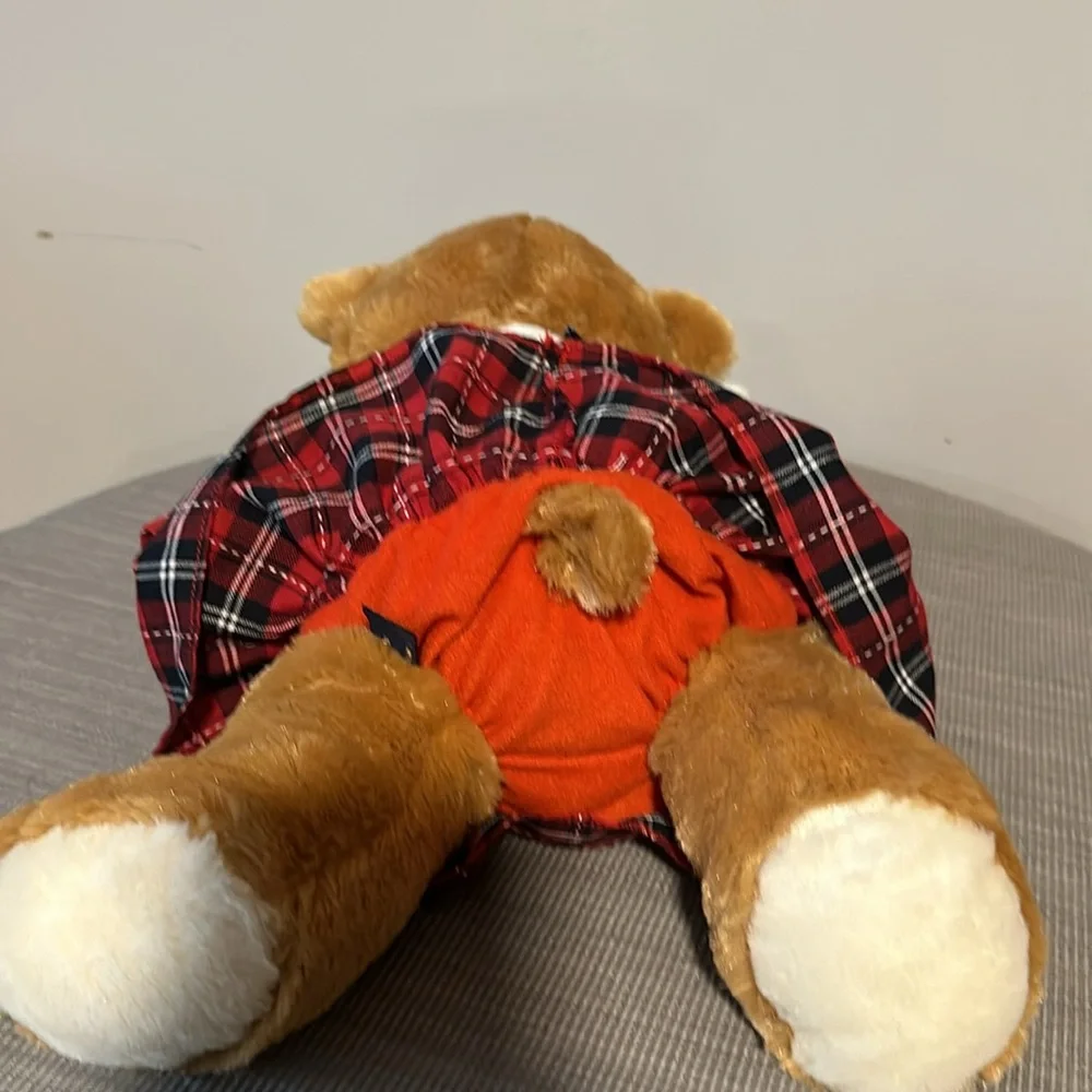 Brooks Brothers 19” plush Teddy Bear w/ lamb. Dressed in Red Plaid dress.